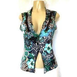 Bruno Manetti Top Blouse Button Down Shirt stretch